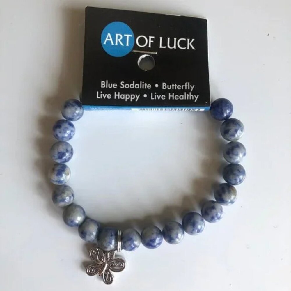 New Art of Luck , Blue Sodalite - Butterfly -Live Happy- Live Healthy Bracelet